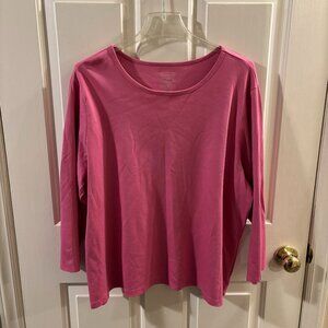 L.L. Bean Women's Supima Cotton Muted Plum Three-Quarter Sleeves Shirt ~ 2XL